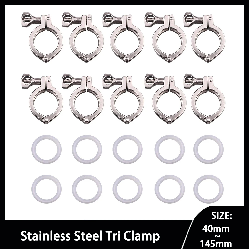 

MAXWOO Tri Clamp Stainless Steel 304 Pipe Clamp Single Pin With Wing Nut for Ferrule TC with 1 pc Silicone Gasket