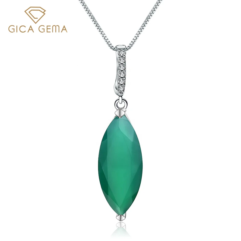 

GICA GEMA натуральный зеленый агат камень подвески для женщин 925 стерлингового серебра способа изготовленный на заказ "сделай сам" для изготовл...