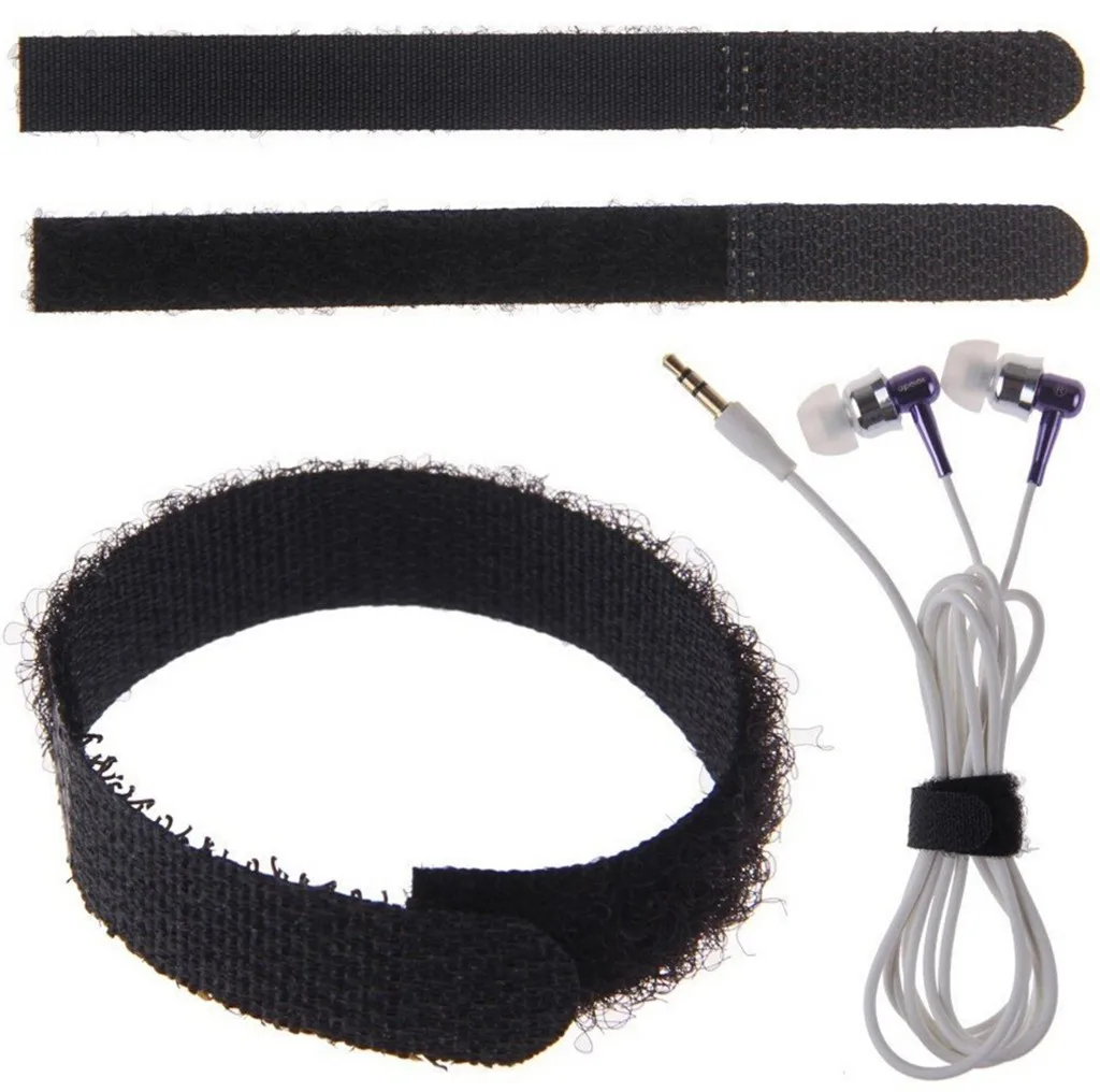 

100pcs Black Velcro Data Cable Curtain Wire And Cable Ties Reusable Self-adhesive Straps Home Storage Supplies Rzep#5