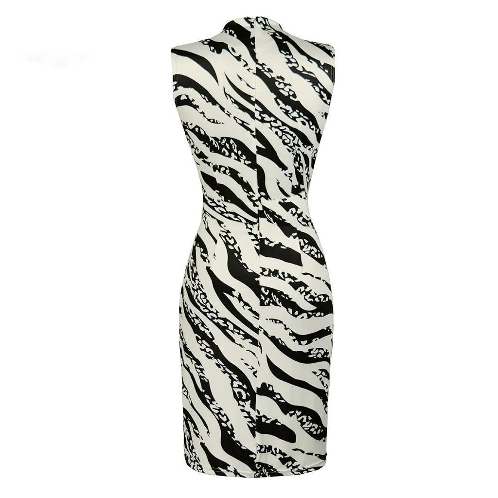 

Zoulv Ladies Sexy Stripe Print Sleeveless Mini Dress Fashion Bodycon Dresses Elegant Women Sexy Dresses Women's Summer Dress