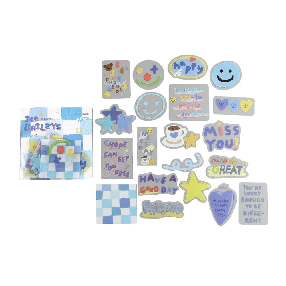 

40PCS Lovers of Letters Big Sticker Pack Piecemeal Love Hand-painted Cream Alphabet Hand Account Christmas Decoration Sticker