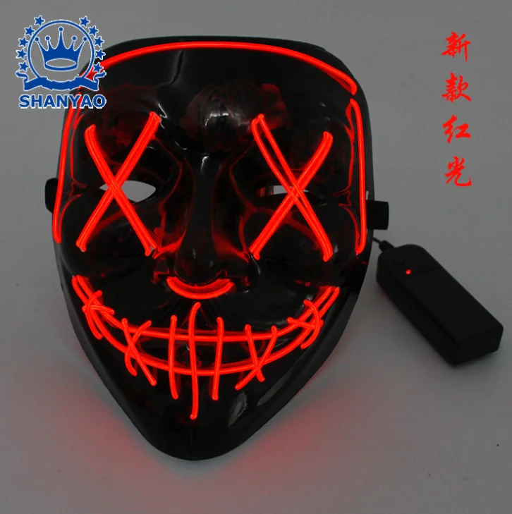 Клоун для косплея светящаяся маска Костюм на Хэллоуин реквизит светодиодный