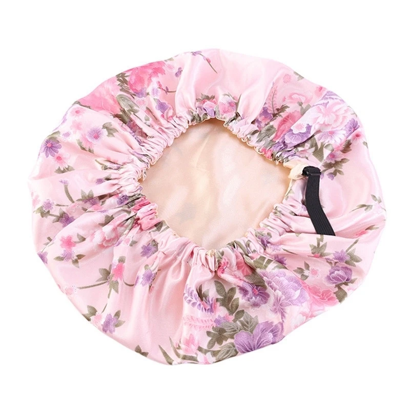 

Hot Sale Satin Printed Hair Cap For Sleeping Night Hat Adjustable Buckle Shower Double-Layer Artificial Silk Chemotherapy Turban