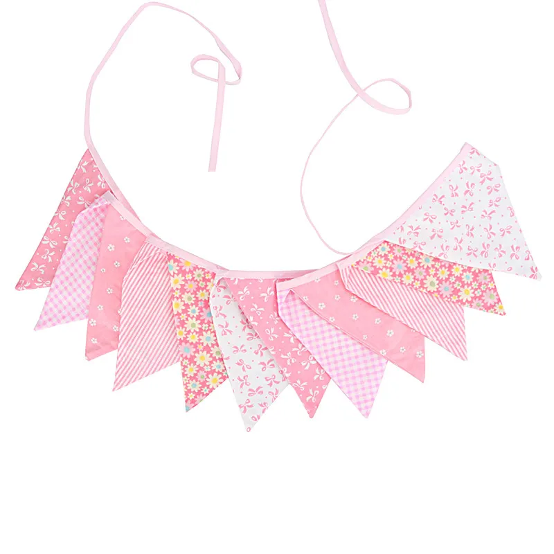 

1 Pcs Baby Pink Garland Flag Children's Birthday Pure Cotton Pennants Wedding Supplies Home Decoration Birthday Party Decoration