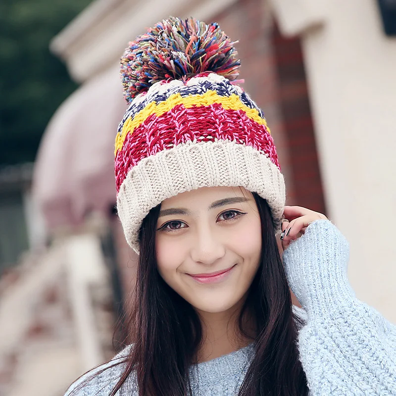 Осенне-зимние шапки для женщин и девочек, Skullies Beanies, женские шапки, теплые вязаные шапки, смешанные цвета, женская зимняя шапочка-бини, шапка