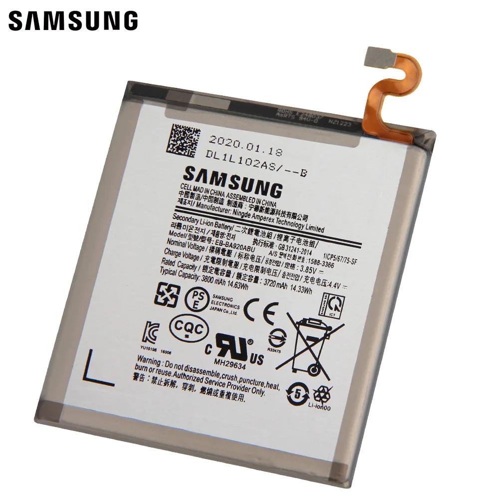 Оригинальный аккумулятор Samsung EB BA920ABU для GALAXY A9s SM A9200 2018 версия A9 A920F аутентичная