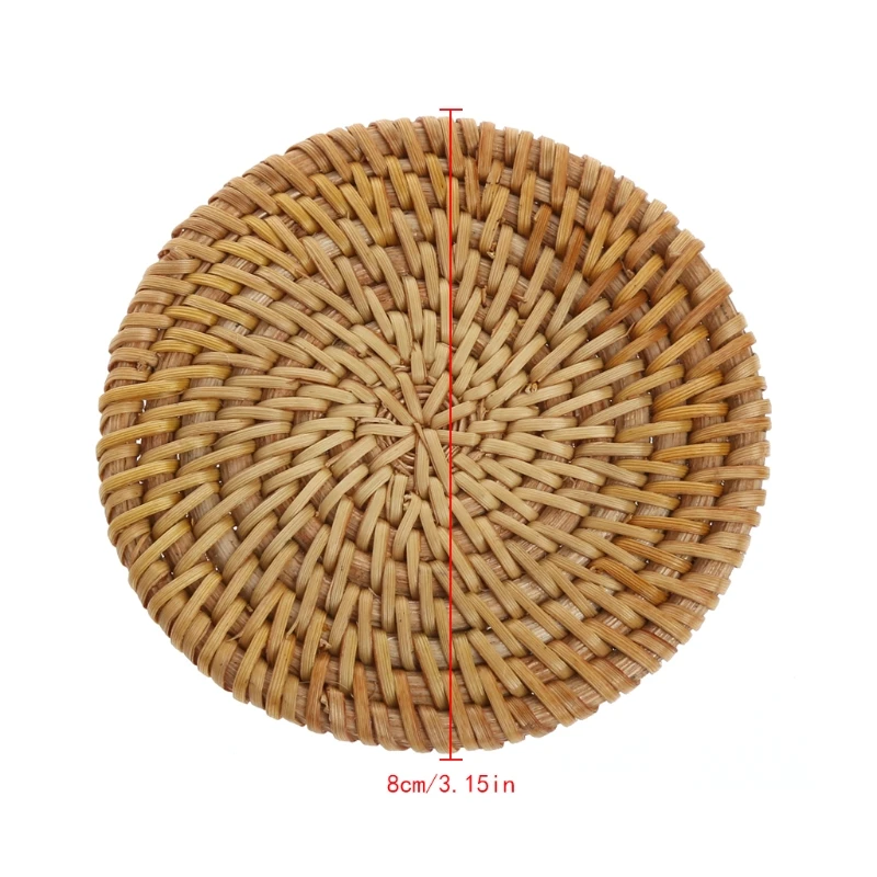 

Handmade Rattan Mat Coasters Tea Coffee Drinks Pot Cushion Pad Teapot 8/10/13cm