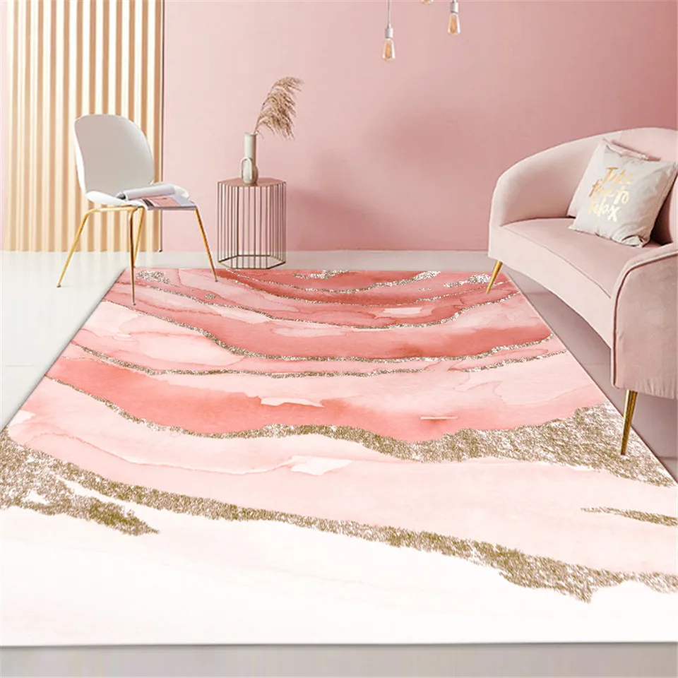 

Nordic Pink Floor Rug For Girl Room Decoration Non-slip Sofa Mat Living Room Princess Style Bedroom Carpet Cute Bedside Mat Kids