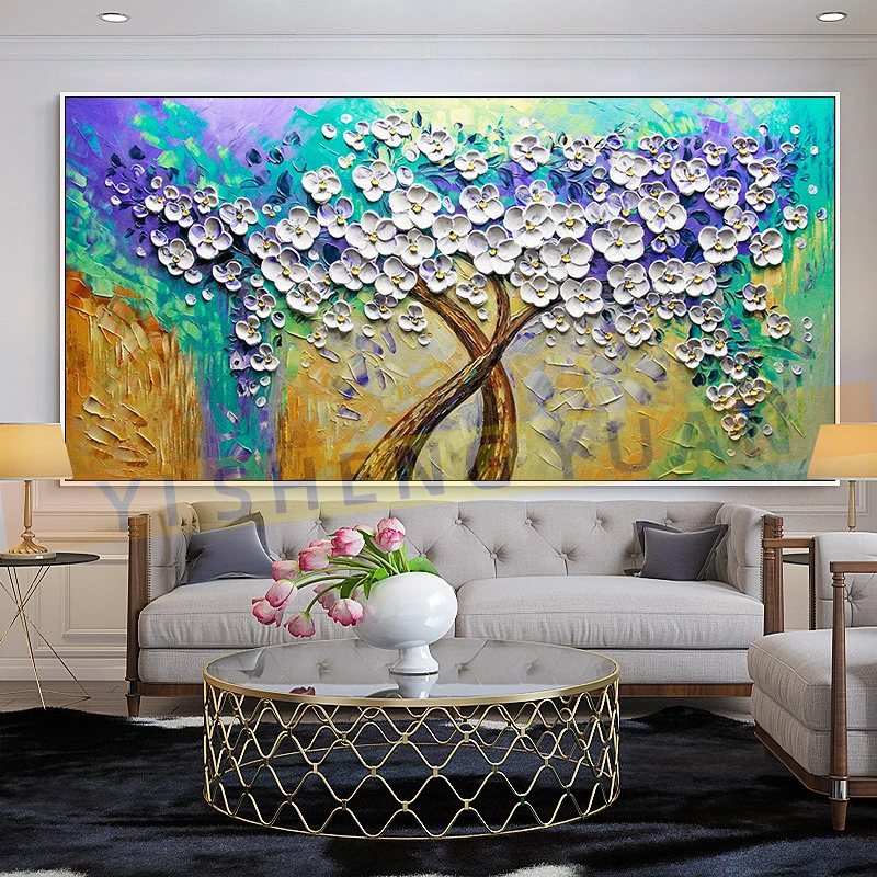 

3D Knife Flower Paintings Abstract Oil Painting Wall Art Home Decor Picture Modern Hand Painted Oil Painting On Canvas Unframe