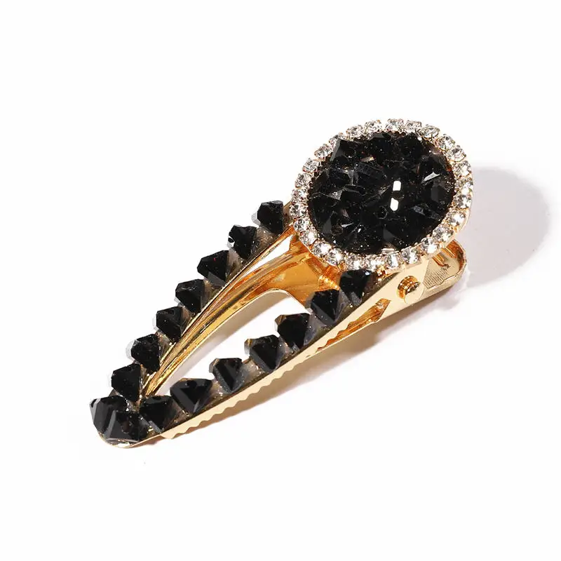 Black 2.5x6.5cm Новые Модные цветные заколки для волос с кроликом цветком и кристаллами, клипсы Утконос, аксессуары для укладки волос - Цвет: Black 2.5x6.5cm