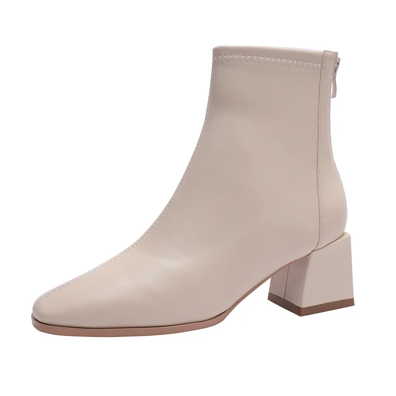 

Korean version of high-heeled short boots children 2020 new thick-heeled leather boots autumn and winter women's shoes fashion