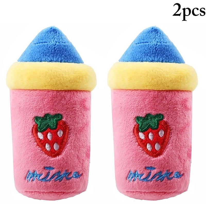 2pcs Plush Dog Toy Cat Interactive Fruit Animal Shape Bite Resistant Puppy Kitten Teething Squeaky Pet Chew | Дом и сад