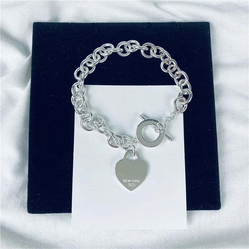 

925 Sterling Silver T Hand catenary High Quality 1:1 Ladies Fashion Elegant High Quality 1:1