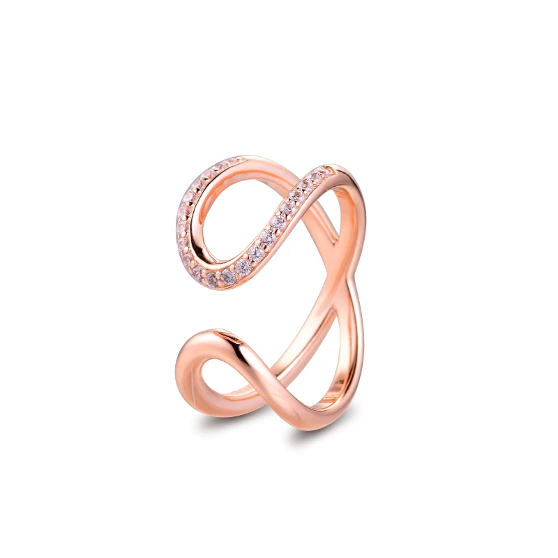 

Original 925 Sterling Silver Women Rings Jewelry Clear Wrapped Open Infinity Ring Women Paved Stones Crystal Girl Ring Jewelry