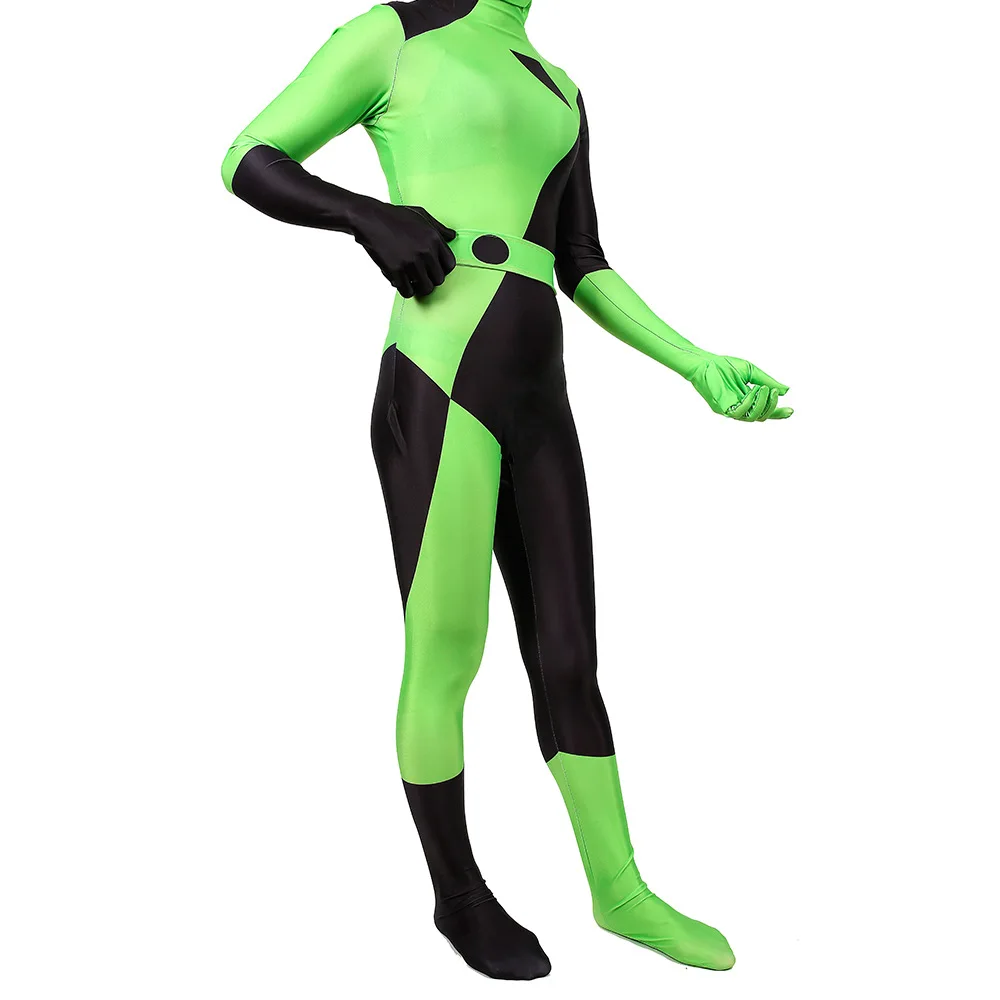 Костюм супер злодеев Shego из Ким возможен костюмы на Хэллоуин лайкры и спандекса