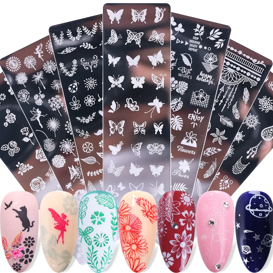 

1pcs Nail Art Stamp Butterfly Flower Leaf Geometry Animals Snowflake Nail Stamping Template Image Plate Stencil Nail Tool SASTZ