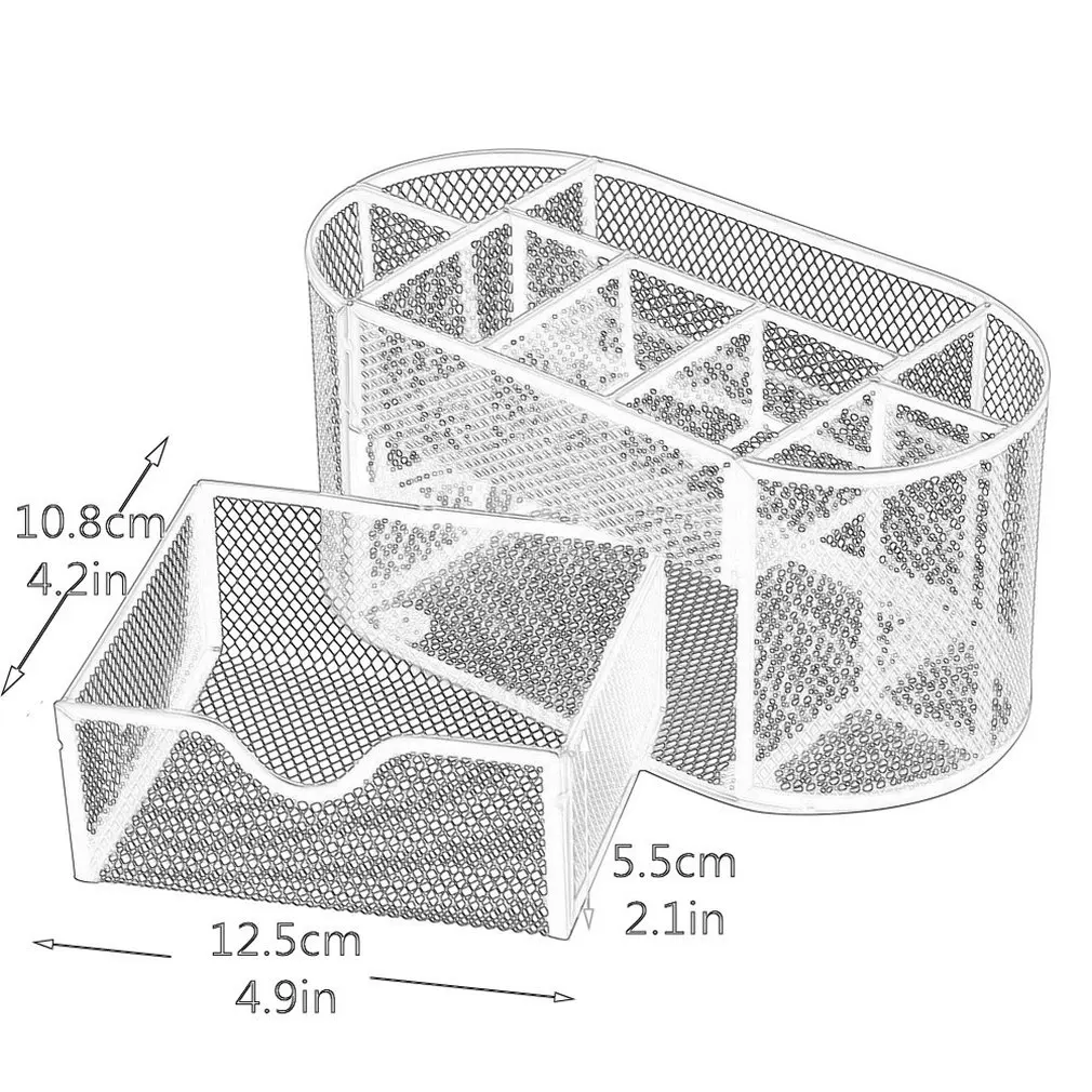 

9 Storage Multi-functional Desk Organizer Mesh Metal Pen Holder Stationery Container Box Office School For Neatening Tools