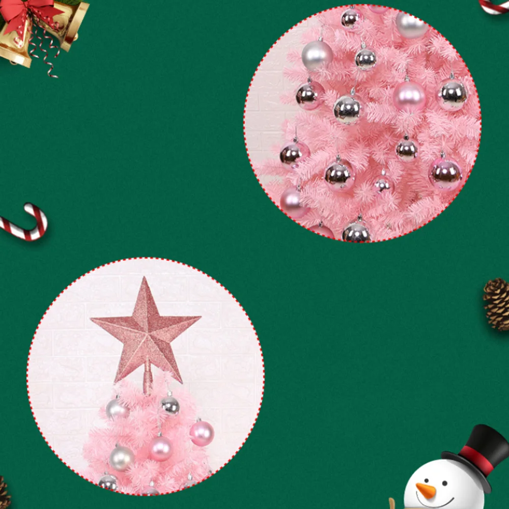 60 см Настольная мини розовая искусственная Рождественская елка с 24 блестящими