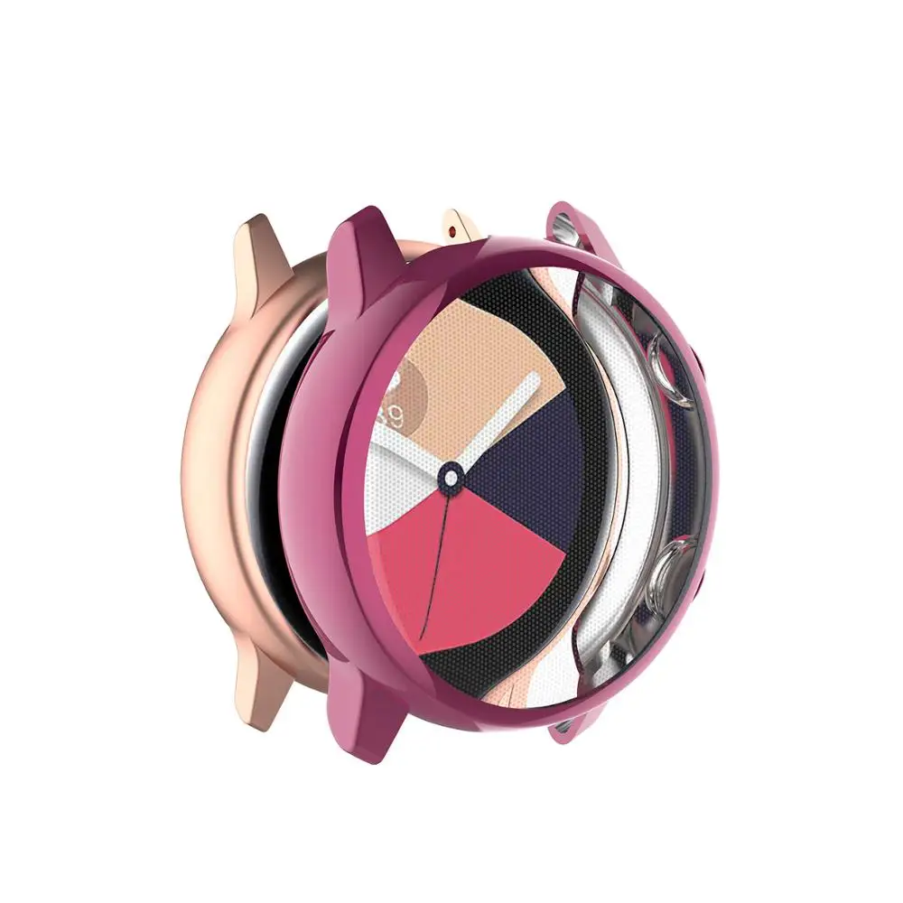 Plating red Чехол для samsung galaxy watch active/active2 чехол бампер аксессуары протектор полное покрытие силиконовый защитный чехол для экрана - Цвет ремешка: Plating red