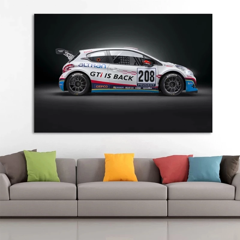 

Peugeot 208 GTi W R C спортивные гонки Гонки Настенный декор Художественная печать плакаты деревянная рамка картины декор комнаты