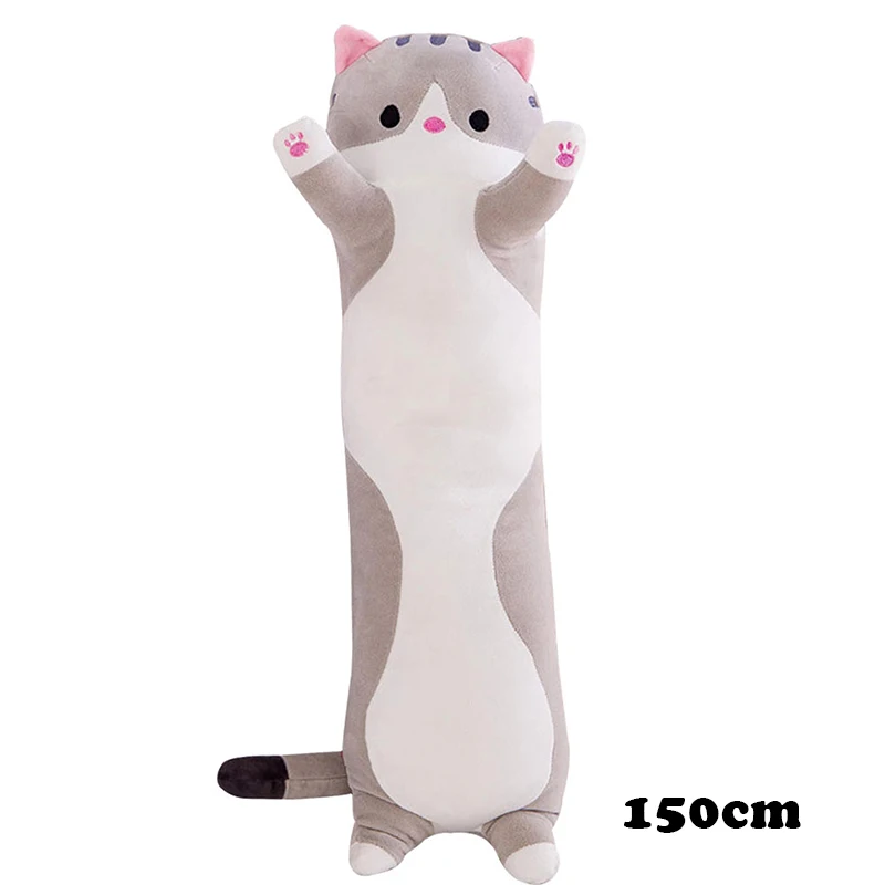 

Hot Stuffed Toys Long Cotton Cute Cat Shape Doll Comfort Plush Toy Soft Sleeping Pillow FQ-ing