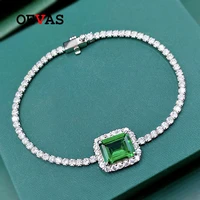 oevas 100 925 sterling silver 810mm ruby emerald high carbon diamond bracelet for women sparkling wedding party fine jewelry