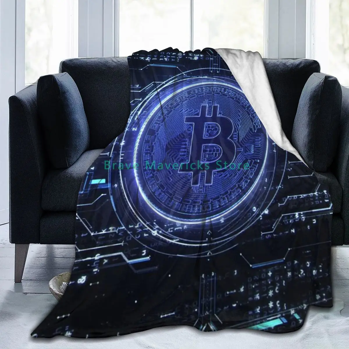 

1-New 3D PersonalityBitcoin Printed Flannel Blanket Sheet Bedding Soft Blanket Bed Cover GUN Textile Decoration