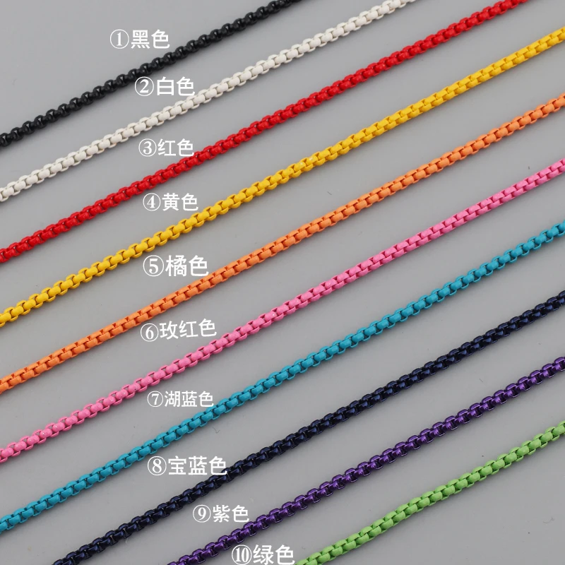 2021 Hot Statement Copper Enamel Boho Rainbow Color Box Chain Choker Necklace For Women Girl Collier femme Summer Bijoux images - 6