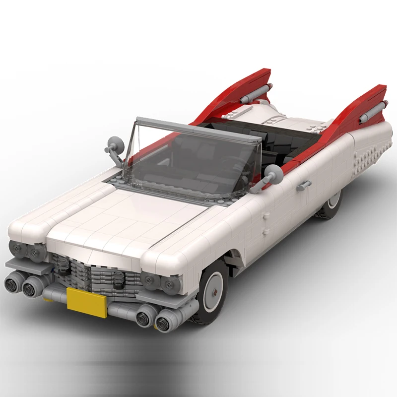 Фото Строительные блоки MOC, кабриолет, крейсер, автомобиль 1959, автомобиль, технология, кирпичи 10274, модификация игрушек, коллекция дисплеев, рождественские подарки №2
