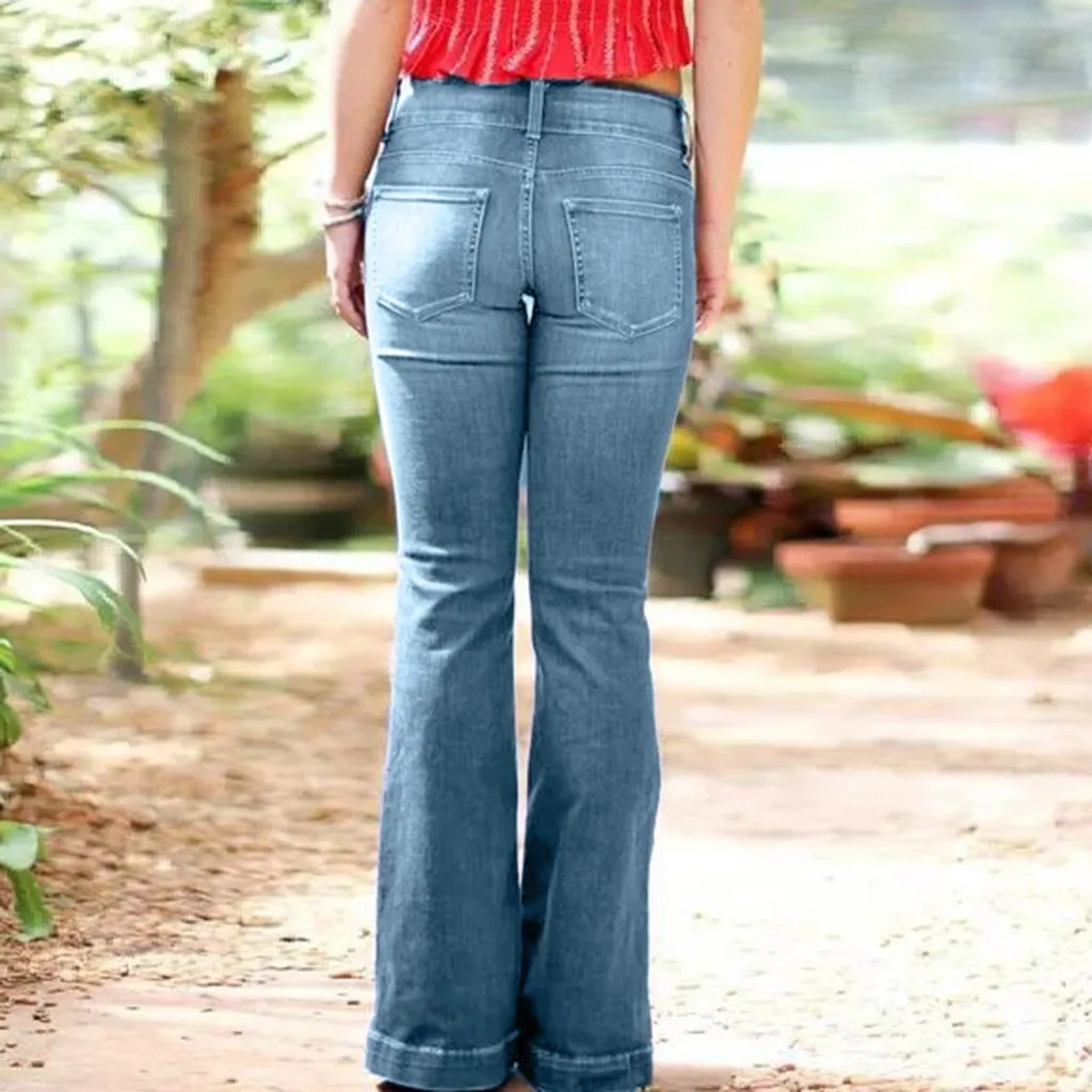 Женские модные джинсовые брюки-клеш в стиле ретро рваные джинсы с широкими