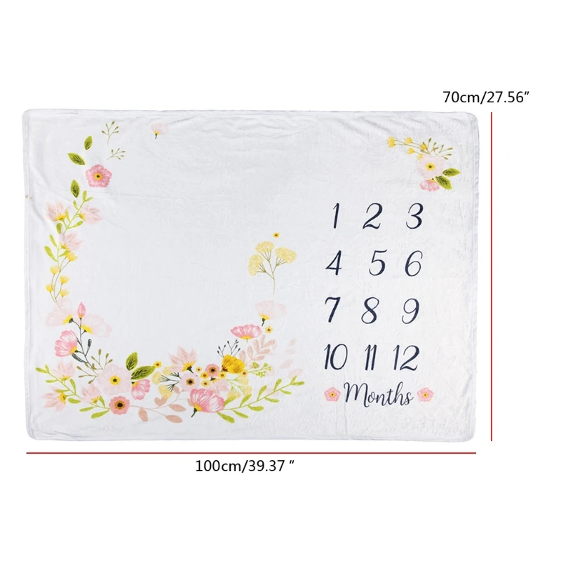 

Flannel Milestone Blanket Baby Photography Background Newborn Bedding Quilt K3NE