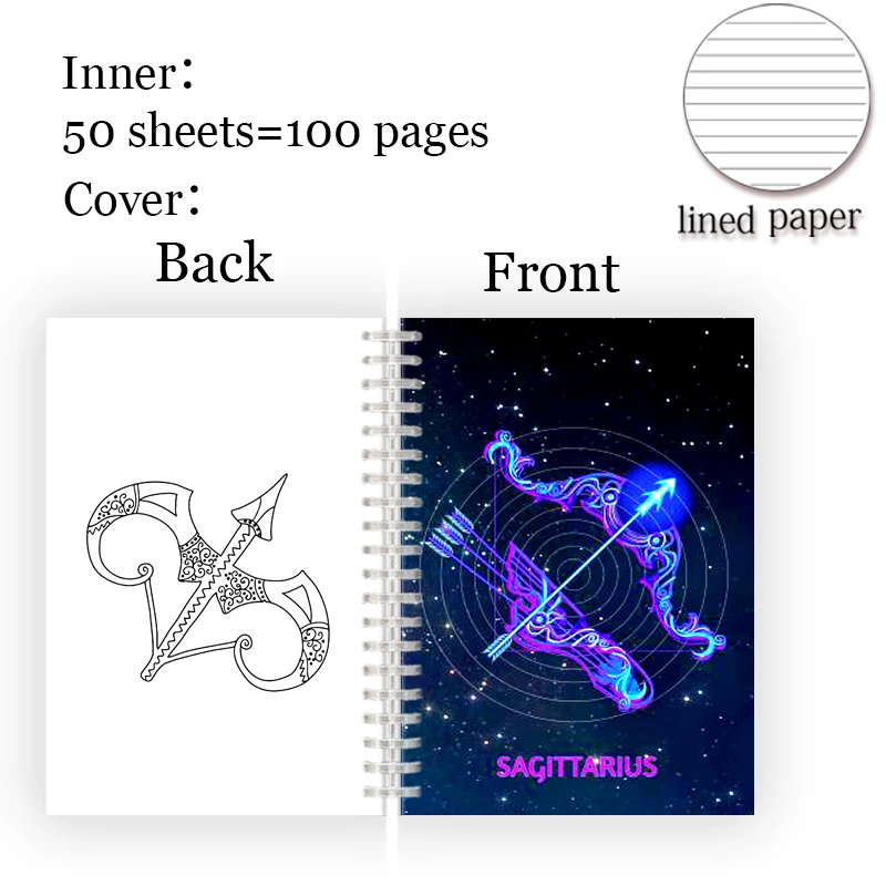 12 Zodiac Sign A5 Spiral Notebook Galaxy Constellation Horoscope Astrology Leo Aries Note Book Diary Filler Girl Birthday Gift | Канцтовары