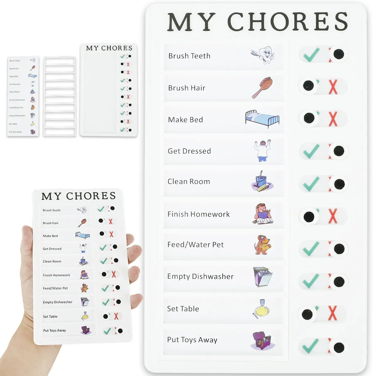 

Daily Task Planning Board Portable Plastic Memo Checklist Board Detachable Reusable Memo Checklist List Maker Note Stationery