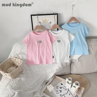 mudkingdom cute girl t shirts heart solid loose backless crew neck casual kids tops for little girls short sleeve summer clothes