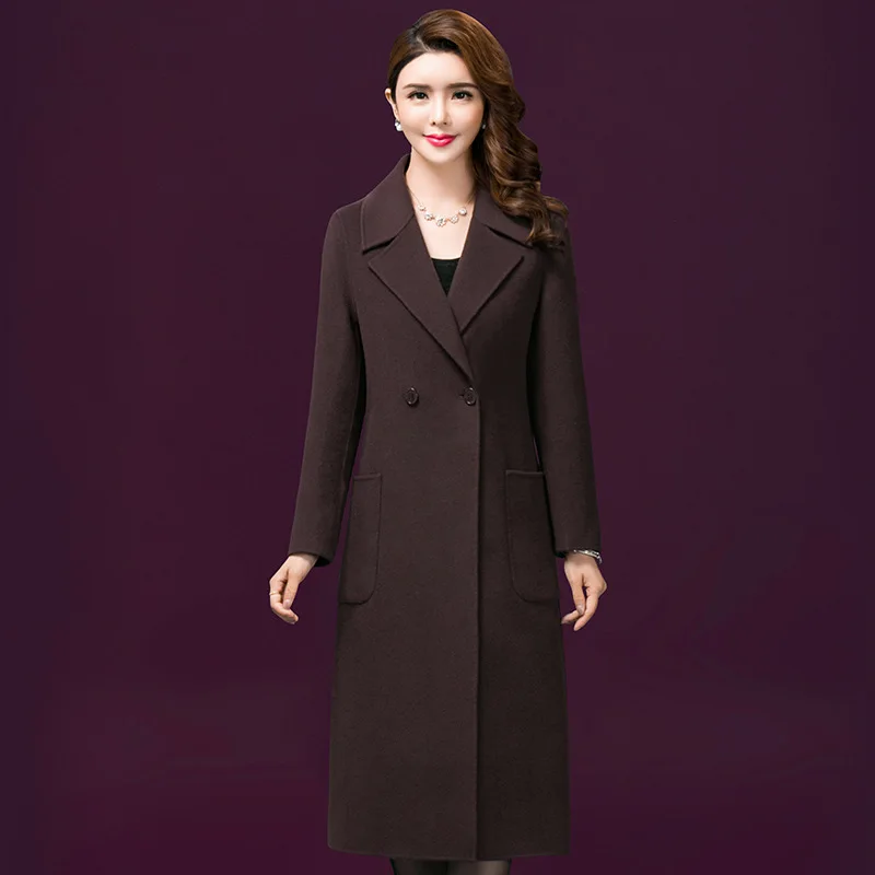 

Women's Double Breasted Woolen Trench Coat for Women Long Wool Outerwear Autumn Winter Coats Business Casual Overcoat 4XL 5XL