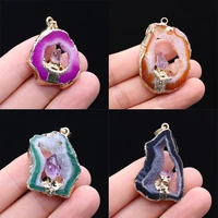 natural druzy quartzs pendants irregular gold plated druzy for jewelry making diy women necklace earring gifts