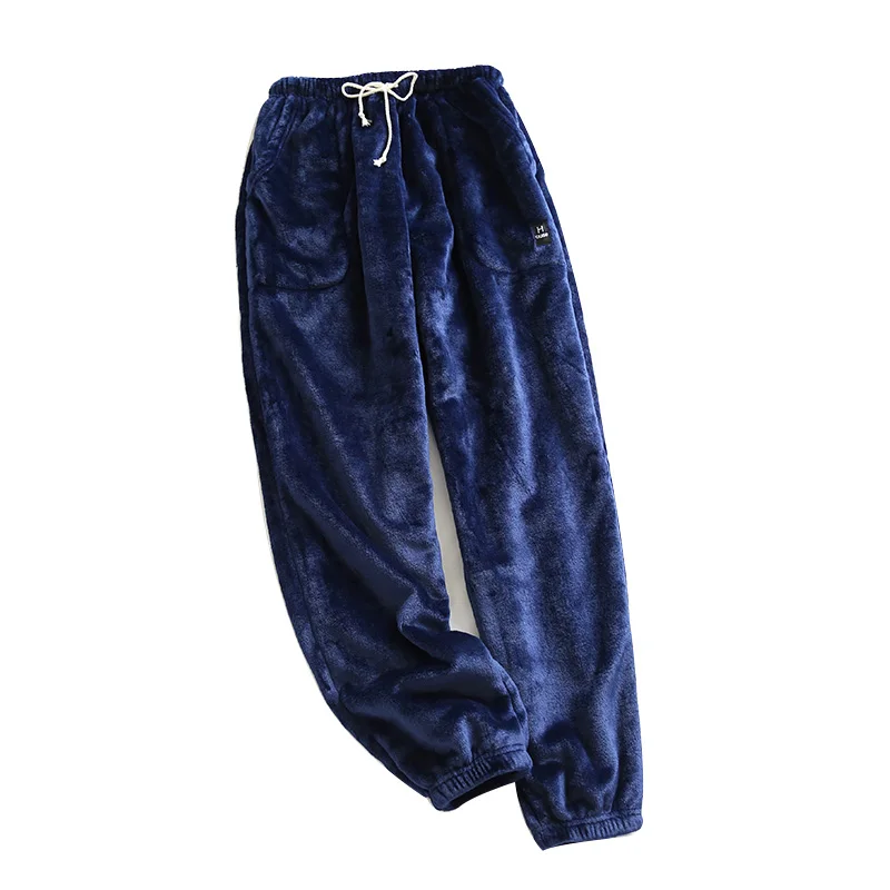 2022 Fall Winter Pants Bottoms For Couples Warm Thick Coral Fleece Sleep Pants Soft Pajamas For Men Women Plus Velvet Trousers