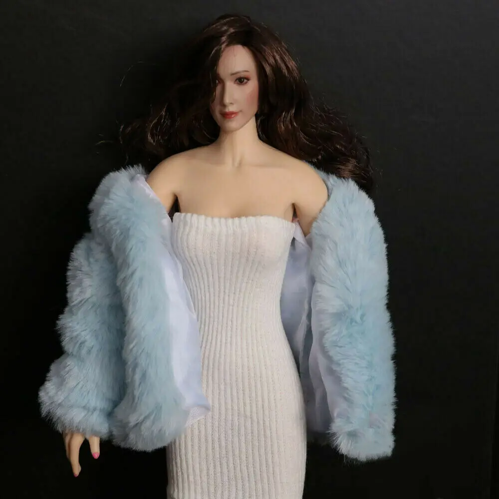 

1/6 Scale Figure Blue Fur Coat Model for 12" Female Action Figure