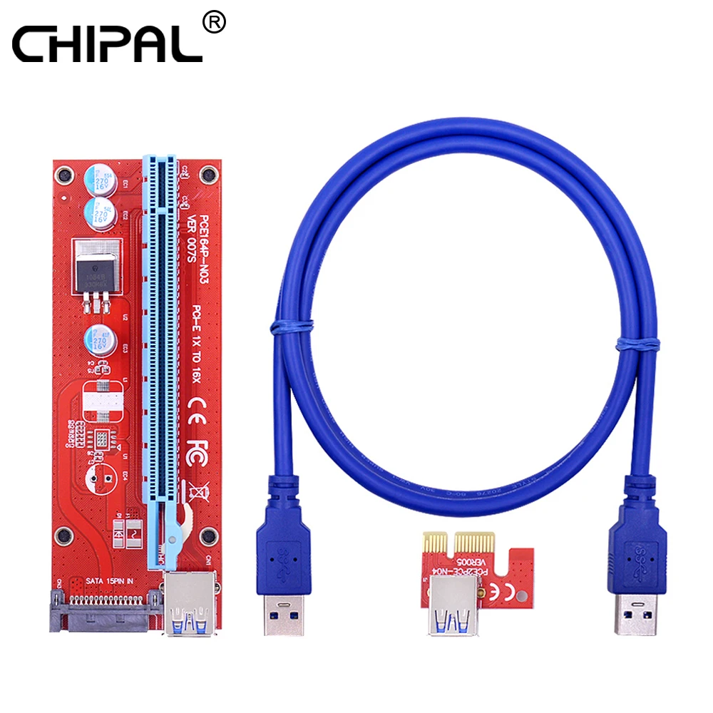 CHIPAL VER007S 100 см 60 USB 3 0 кабель 007S PCI E Райзер карта расширения Express адаптер 5Pin SATA Power для