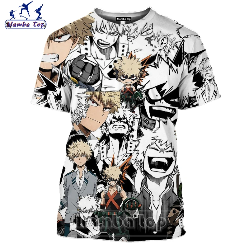 

Топ Mamba с 3D принтом для подростков комиксов моя геройская Академия футболка Манга Bakugou Katsuki Аниме футболки мужская футболка с коротким рукавом песчаный пляж