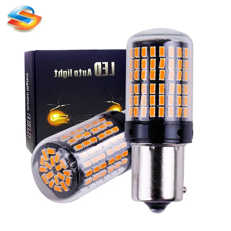 10 шт. автомобильные T20 7440 W21W светодиодные лампы 3014 144smd LED 1156 BA15S P21W BAU15S PY21W для