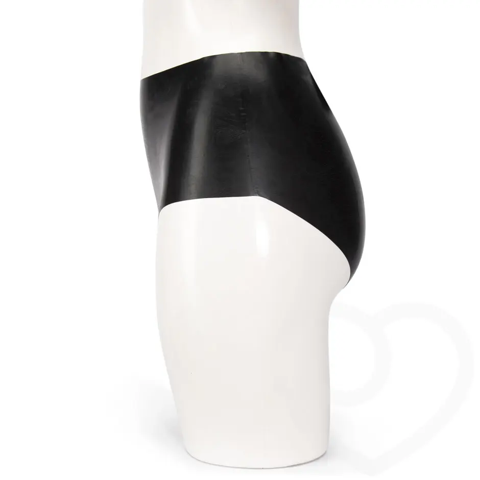 Трусы женские латексные бесшовные черные с открытой промежностью | Тематическая