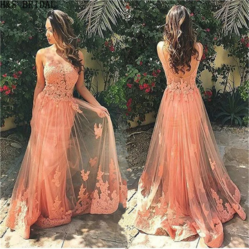 Gorgeous Sleeveless robe de soiree Lace Prom Party Dress vestido festa 2020 Tulle Orange color long bridesmaid dress | Свадьбы и