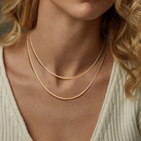 simple 2pieces curb cuban chain link necklace layered minimalist jewelry for women girls