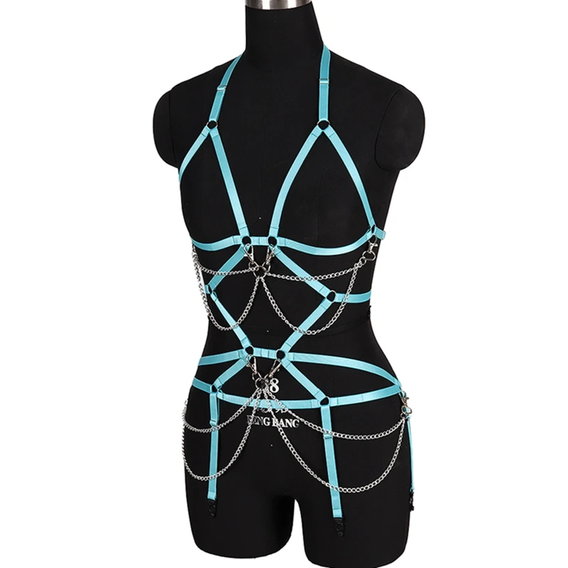 Ремешками бюстгальтер полный бондаж полый корпус с металлической цепью клетка