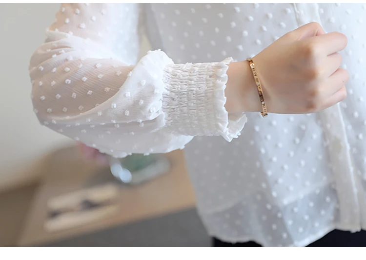 

Office Work Wear Woman Blouses 2020 Spring Long Lantern Sleeve Solid Women Chiffon Shirts Black White Tops Elegant Blusas Mujer