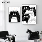 Черно-белые картины на холсте с кошками, персонализированные Мультяшные животные, котенок, любовь, настенные плакаты, картины, художественные принты для детской комнаты, декор для гостиной