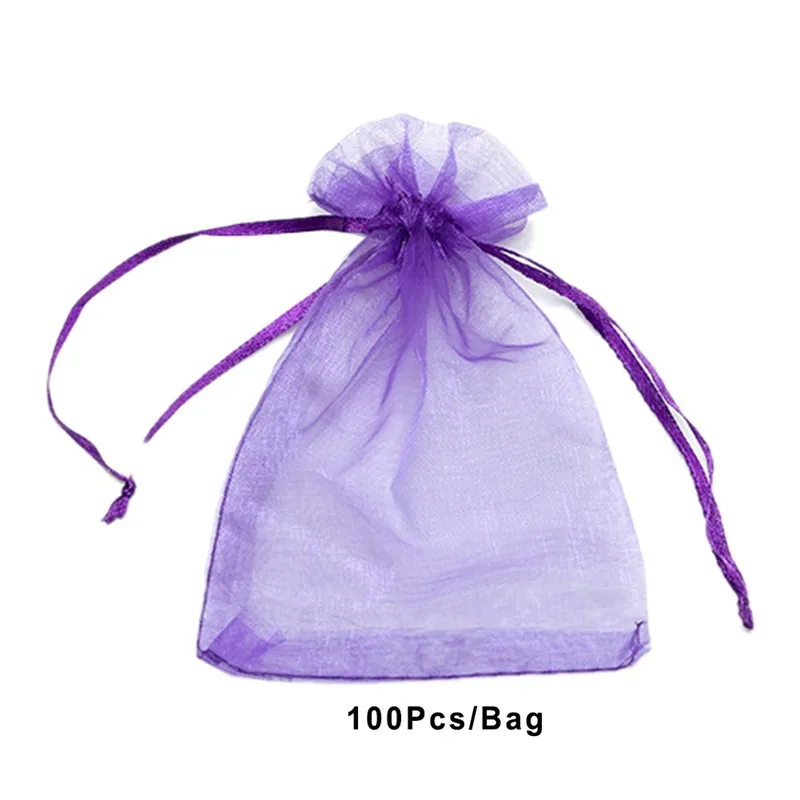 

100pcs/lot Organza Gift Bags (13x18cm) Transparent Snow Yarn Bag Drawstring Gift Pouches Jewelry Packing Wedding Party Gift Bags