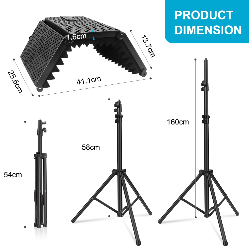 microphone isolation shield 3 panel with stand sound proof plate acoustic foams panel foam for studio recording bm800 free global shipping