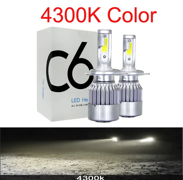 4300K Muxall супер яркие Автомобильные фары лампы H4 H7 9003 HB2 H11 светодиодный H1 H3 H8 H9 880 9005 9006 H13 9004 9007 авто фары светодиодный лампы - Испускаемый цвет: 4300K